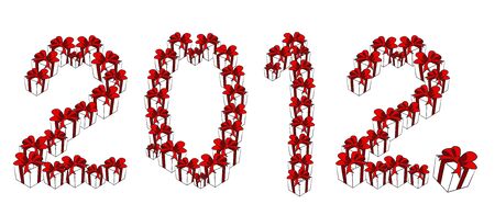 set of gift box new year 2012のイラスト素材
