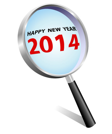 The magnifying glass show Happy new year 2014のイラスト素材