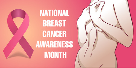 National Breast Cancer Awareness Month (Pink ribbon). Vector illustrationのイラスト素材