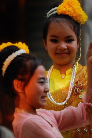 BANGKOK, THAILAND - OCTOBER 3  Thai Traditional Dress  This is the parade of making traditional merit of people from the northern territory of Thailand, October 3, 2010 in Bangkok, Thailand のeditorial素材
