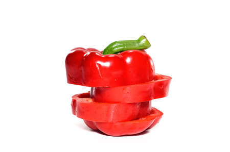 Fresh sweet pepper on isolate white backgroundの写真素材
