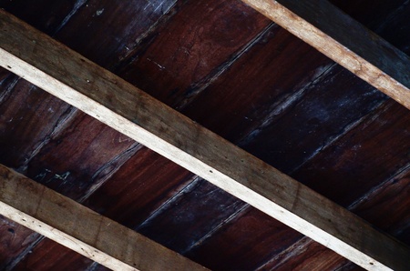 Wood floor and timber rafter の写真素材