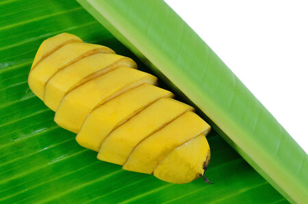 Banana split on banana leafの写真素材