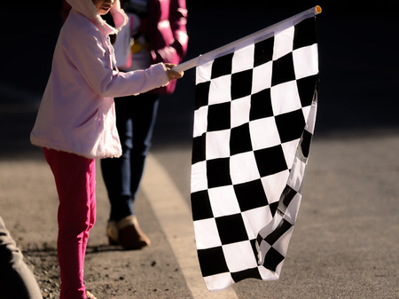 Carting referee with flagのeditorial素材