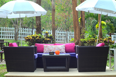 Sofa in gardenの写真素材