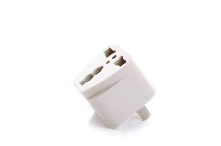 White universal adapter with clipping path on white backgroundの写真素材