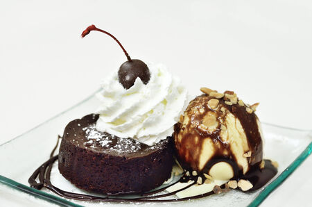 chocolate sundae icecreamの写真素材