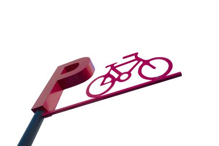 Bicycle Parking Sign against white backgroundの写真素材