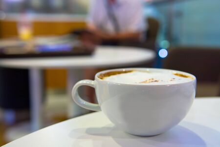 Cappuccino or latte coffee with heart shapeの写真素材