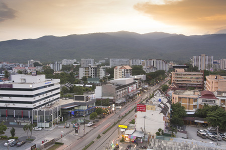 CHIANGMAITHAILAND  MAY 262015: Top view of Chiangmai city Scape over MAYA Bldg. 6th fl. on MAY 26 2015 in Chiangmai. According to Tripadvisor it is the 1st top of traveller destination in Chiangmai Thailandのeditorial素材