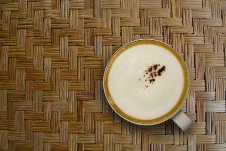 Cappuccino coffee on met asian ancient styleの写真素材