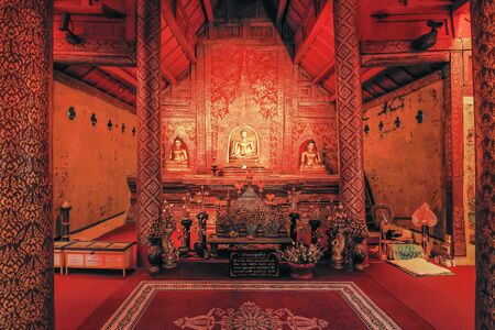 Beautiful ancient temple Wat Pra Singh in Chiangmai Thailandの写真素材