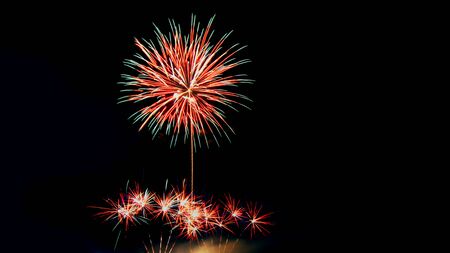 New year celebrate with fireworks lighting as background textureの写真素材