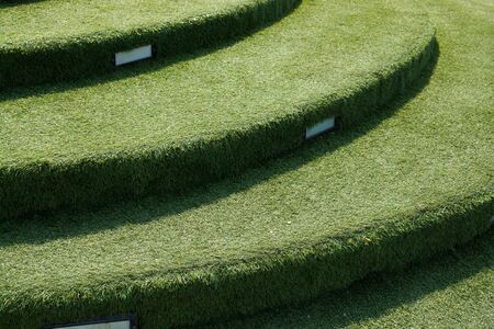 stairs structure design cover by artificial grassの写真素材
