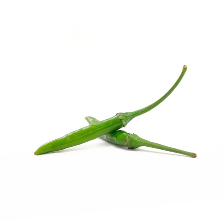 Fresh chilli Bird's Eye Chili Pepper isolate on white backgroundの写真素材