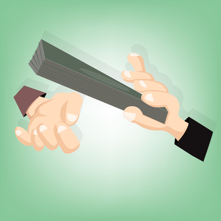Concept - corruption. Giving a bribe. Money in hand (Illustration vector design)のイラスト素材