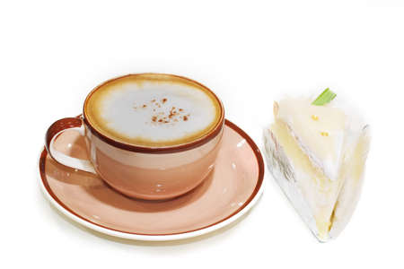 cappuccino coffee and cakeの写真素材