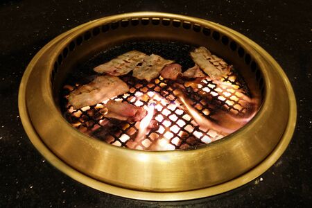 Food on Korean barbecue grill (Korean BQQ)