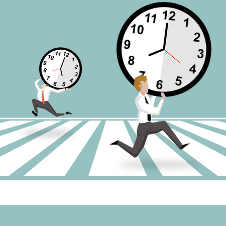 Businessman hold the clock and running ,Business office life conceptのイラスト素材