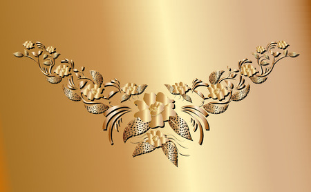 Golden creeper plant ornament necklace for fashion designのイラスト素材