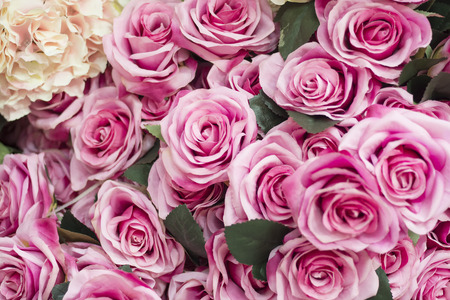 Pink roses bouquet as backgroundの写真素材