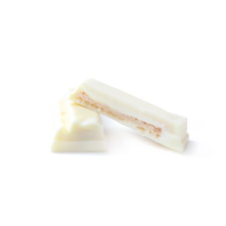 Wafer white chocolate, cream or yogurt isolate on white backgroundの写真素材