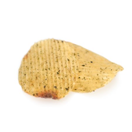 Unhealthy food : potato chips isolate on white backgroundの写真素材