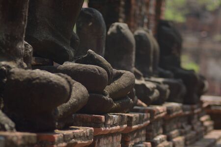 Sandstone Buddha at Wat Mahathat, Ayutthaya, Thailandの写真素材