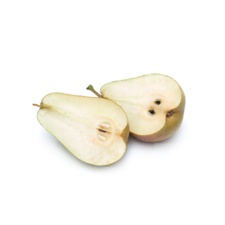 pears fruit slice isolated on white backgroundの写真素材