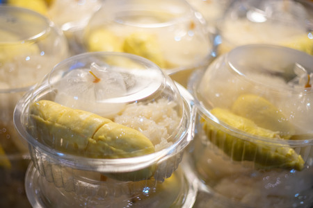 King of fruits, Durian with stickrice and coconut milkの写真素材