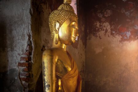 Ancient golden buddha state at Wat Suthat ,Bangkok ,Thailandの写真素材