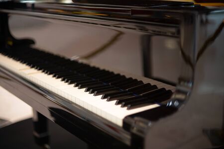 Black Piano and Piano keyboard as music and entertainment background.の写真素材