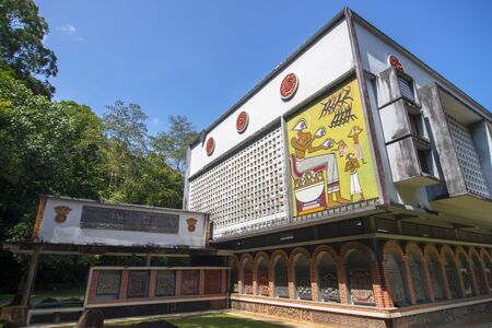 Surat Thani, Thailand -January 01, 2020 Spiritual theatre art wall painting by tile of Wat Suan Mok Phalaram or Suan Mok Phalaram temple ,Chaiya ,Surat Thani, Thailandのeditorial素材