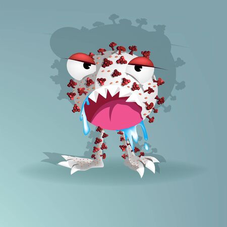 Virus covid-19 effect of Pneumonia charecter concept design. Vector flat concept and cartoon design.のイラスト素材