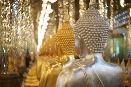 Beautiful golden buddha state in Thailandの写真素材