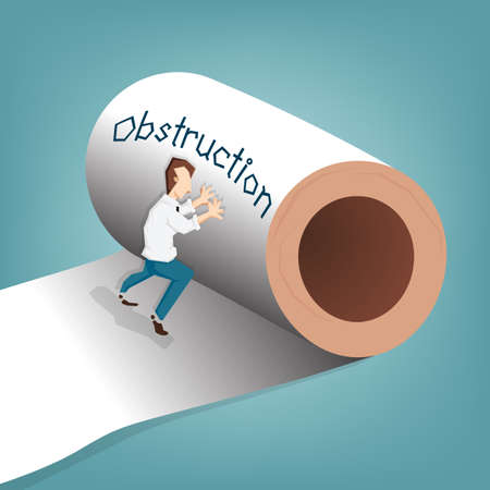 Businessman push obstruction ,Business concept used vector flat designの写真素材