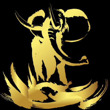 Golden border Cinereous Vulture, Bird flying over black background ,Vector Line Art Concept And Designのイラスト素材