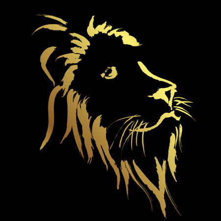 Lion face use stroke brush painting over black backgroundのイラスト素材