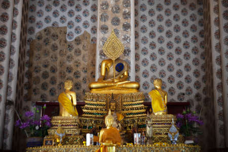 NONTHABURI, THAILAND- DECEMBER 11, 2021: Wat Chaloem Phra Kiat Worawihan temple . Ancient buddha in...