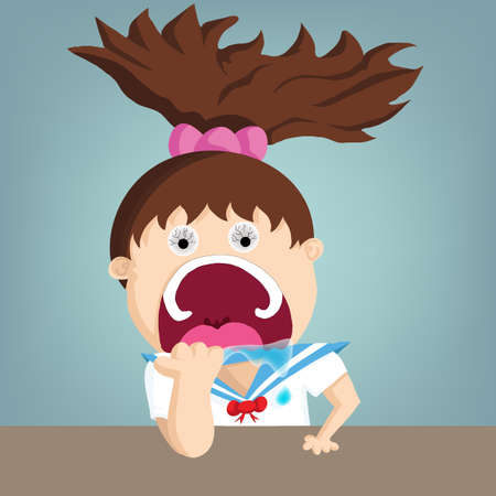 Crazy student so exciting and fear. Character cartoon flat designのイラスト素材