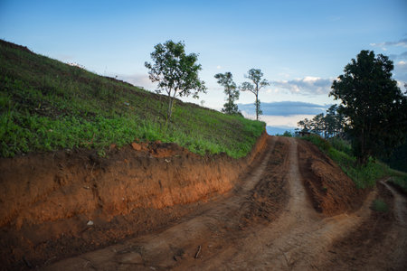 Road to Hadubi village ,Doi Luang Chiangdao view point at Hadubi village ,Chiangmai ,Thailandの写真素材