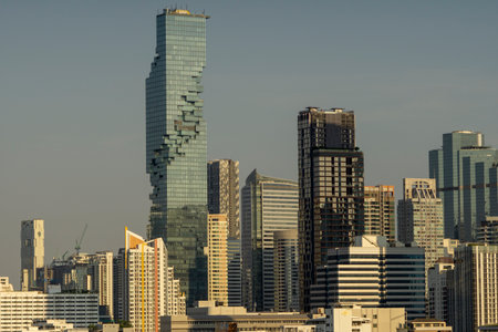 BANGKOK ,,THAILAND - February 11,2023 : The best height tower in Thailand Mahanakorn building is a...