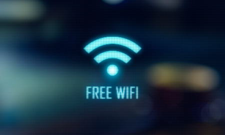 LED Display - Free wifi signageの写真素材