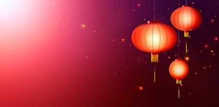 Chinese New Year - Hanging Chinese lanternsの写真素材
