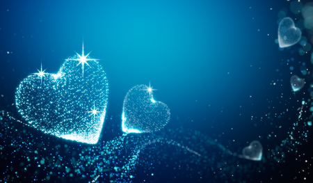 Hearts on glittering backgroundの写真素材