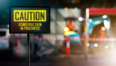 LED Display - CAUTION Construction In Progress Signageの写真素材