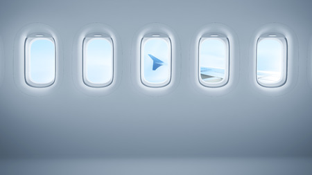 Airplane windows with copy spaceの写真素材