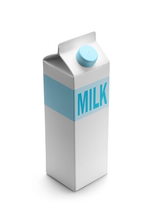 Milk packaging isolated on white backgroundの写真素材