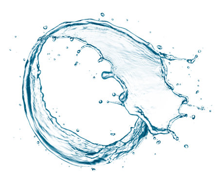 Water splash forming a circle isolated on white backgroundの写真素材