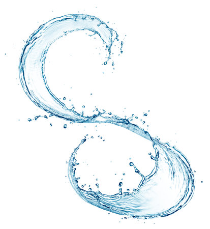 Water splash isolated on white backgroundの写真素材